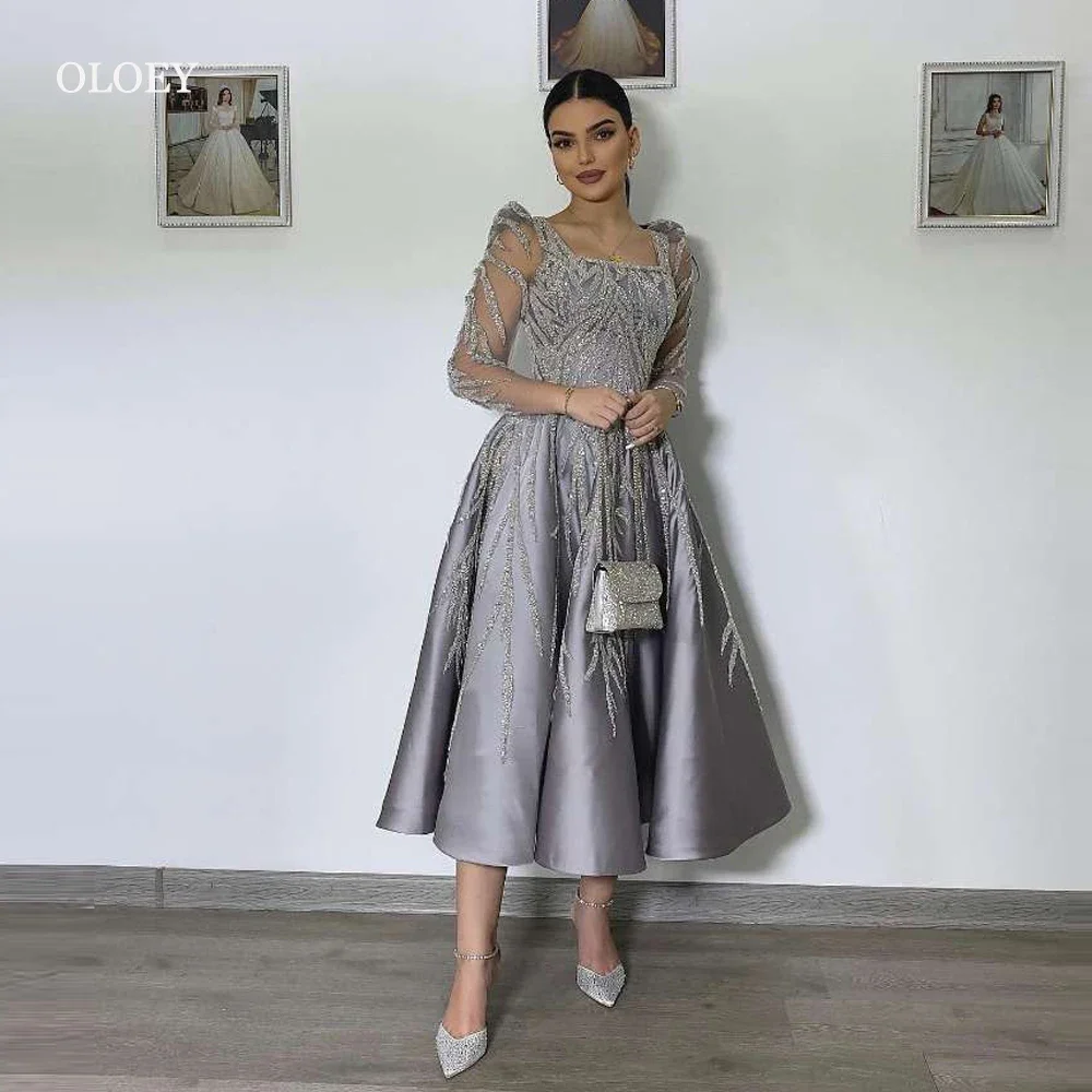 OLOEY Elegante Lichtblauwe Avondjurken Met Sjaal Zijde Tule Spaghettibandjes Arabisch Aangepaste Prom Jassen Bruiloft Jurk