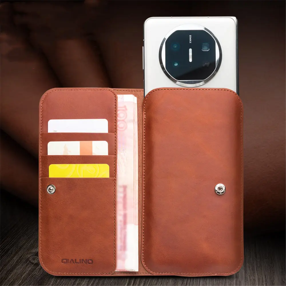 Premium Cowhide Leather Wallet Flip Case For Huawei Mate X6 X5 X3 Oil Wax Business Full Cover