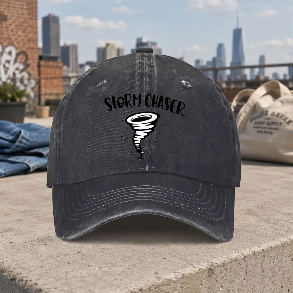 Storm Chaser Tornado Vintage Washed Baseball Cap Unisex Casual Street Style Sun Hat