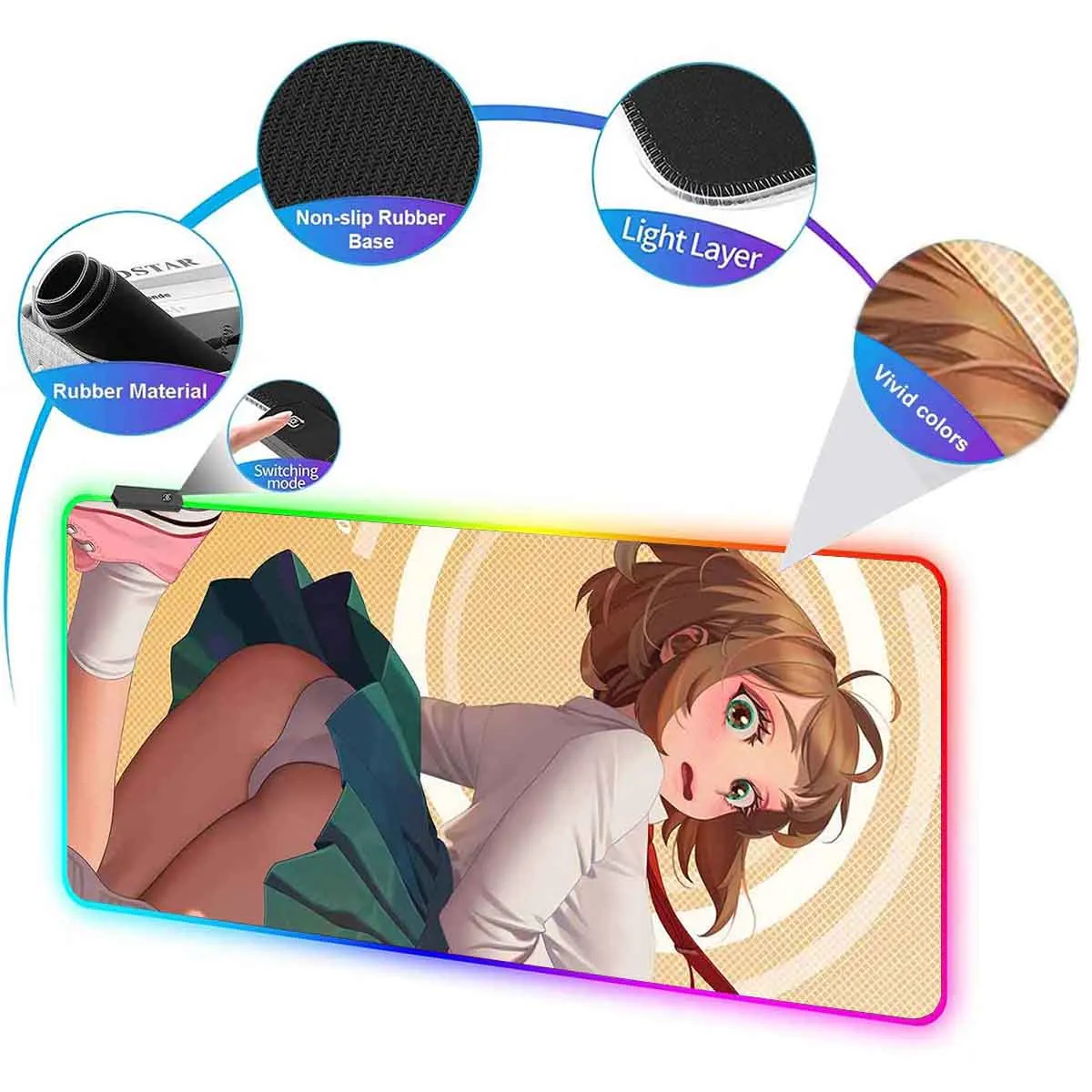أنيمي بطلي الأكاديمية كبيرة عدم الانزلاق ماوس الوسادة Ochaco Uraraka LED الخلفية ماوس الوسادة الجدول Overwatch الألعاب لوحة المفاتيح حصيرة مكتبية