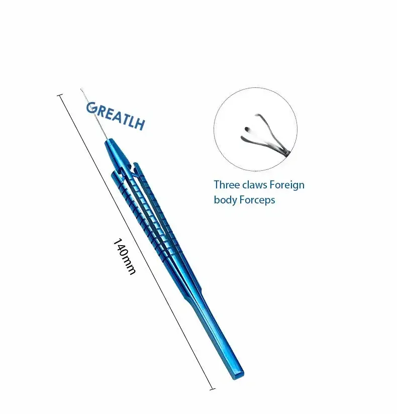 Fórceps oftálmicos de Capsulorhexis retinales, fórceps de cuerpo extraño, instrumentos de cirugía oftálmica rectos/curvos/angulados, 140mm de largo