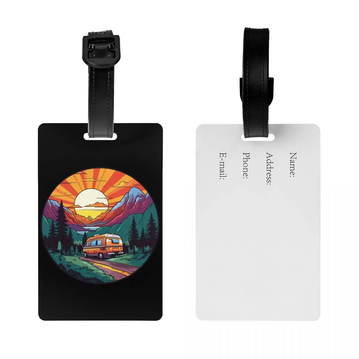 Custom Mountain Campers Adventure Camping Luggage Tags Custom Baggage Tags Privacy Cover ID Label