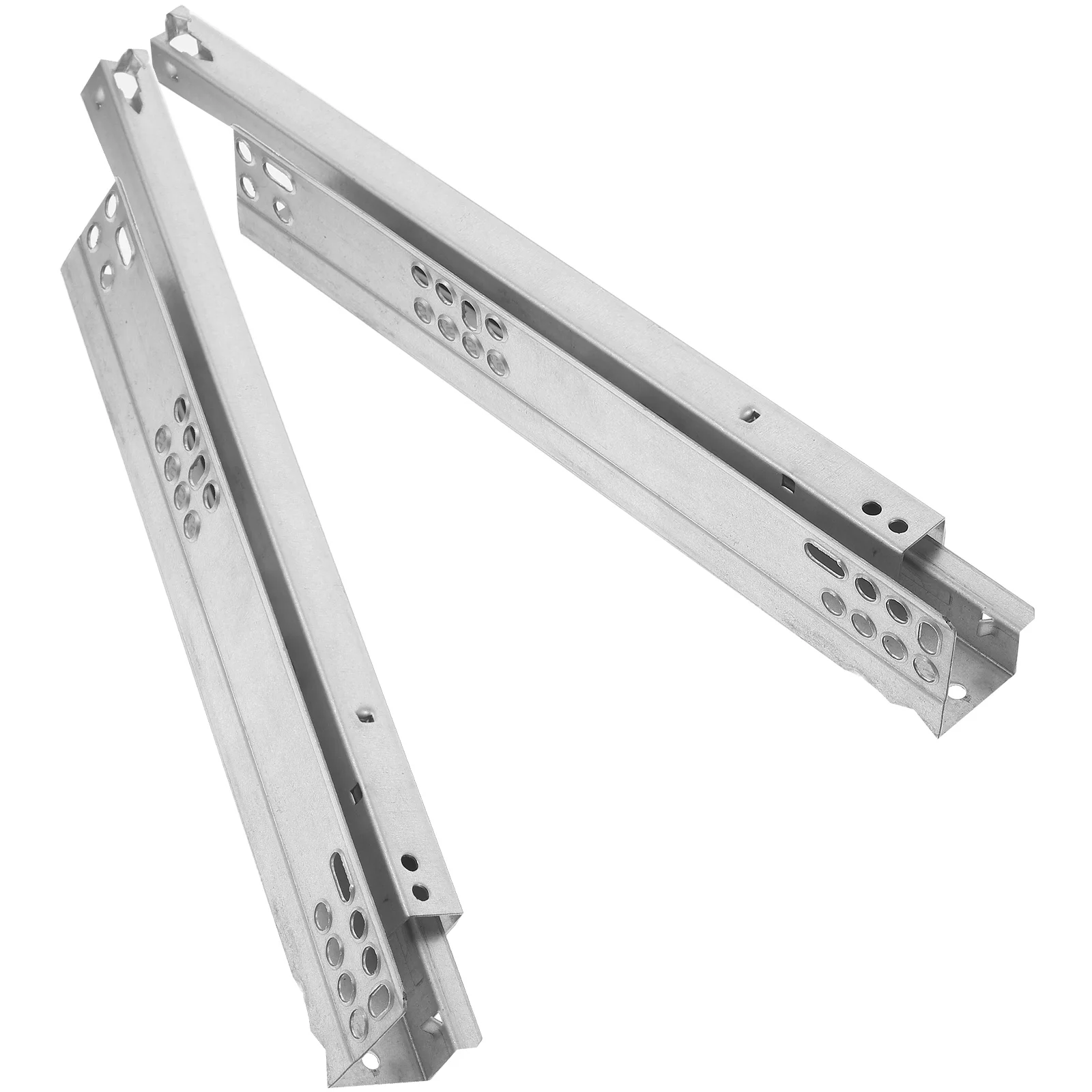 2 Pcs Hidden Slide Drawer Track Slip for Rail 31X4CM Damping Rails Silver Sliding Chute Two-Section