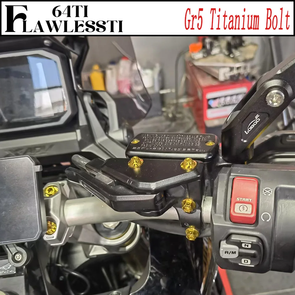 FLAWLESSTI Gr5 Titanium Bolt Windshield Bracket Mirror Plug Switch Handle Bar Parking Cap Front Fender Bolt For Honda X-ADV 750