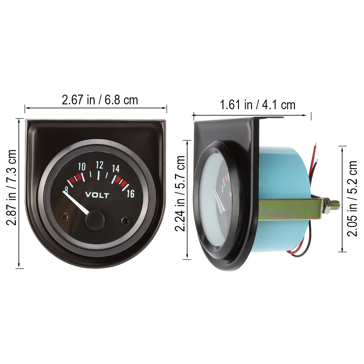 مقياس فولت للسيارة 52 ملم، فولتميتر تيار مستمر 8-16 فولت، مقياس جهد عالي الدقة مع إضاءة LED برتقالية