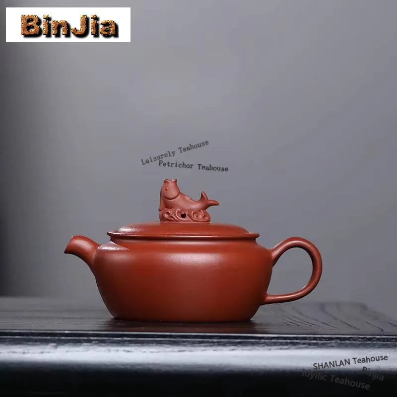 

100ml Classic Yixing Purple Clay Teapots Handmade Fish Lid Pot Raw Ore Dahongpao Mud Tea Soaking Kettle Chinese Zisha Tea Set