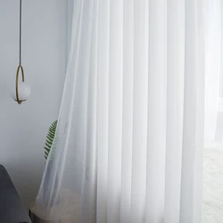 Dreamwood-Luxury Chiffon Sheer Curtains, High Quality, Solid White, Living Room, Bedroom Decoration, Window Voile, Tulle Curtain
