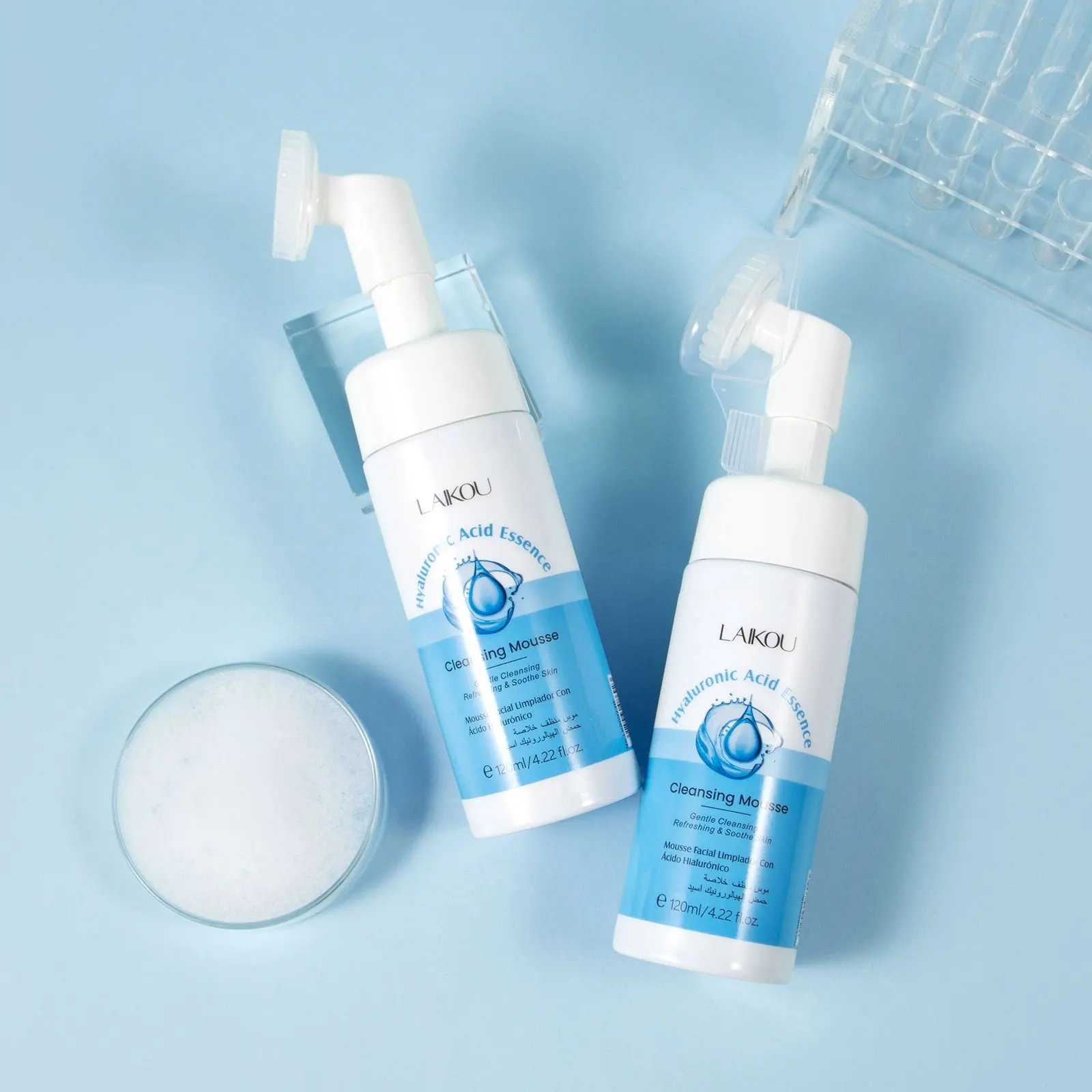 LAIKOU Hyaluronic Acid Cleansing Mousse 120ml Facial Oil Control Moisturizing Cleansing Pores Refreshing Skin Care Products