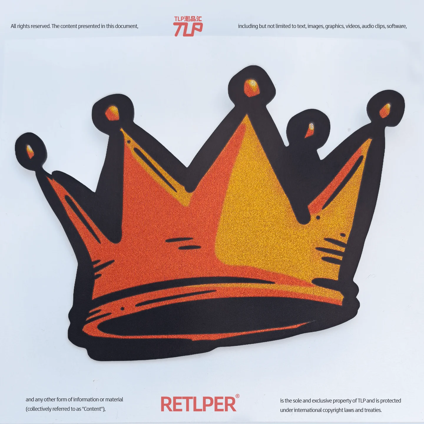 Retlper Reflective Car Stickers Original Graffiti Gold Crown Hand-Drawn Line Art Waterproof Motorcycle Stickers