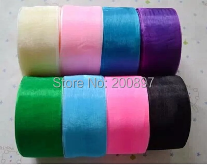 

4 rolls Pure color 2 inch 50mm organza ribbon roll 50yards roll wedding decoration uses multi color choices