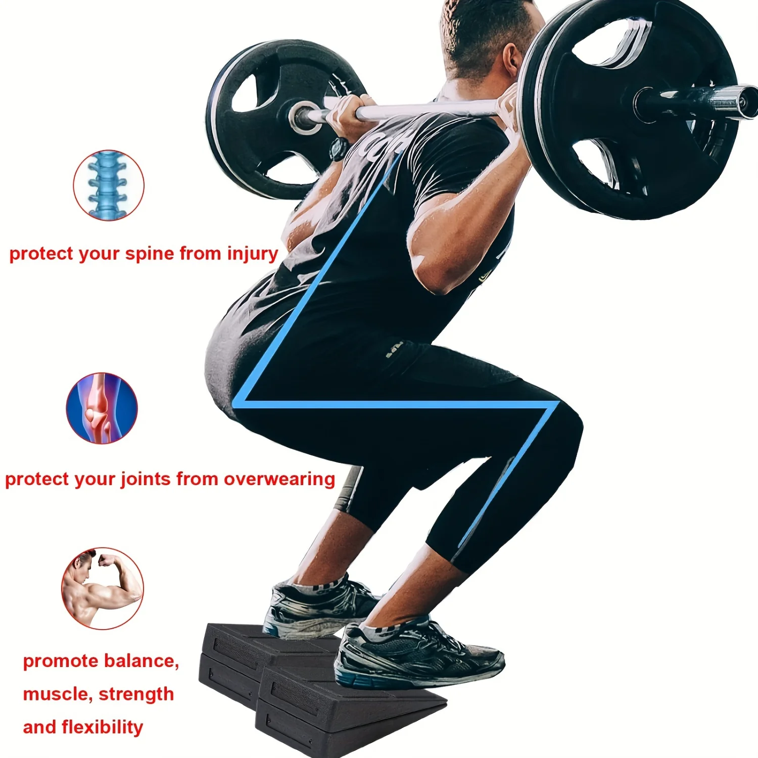 

3pcs Adjustable Non-Slip Squat Wedge Block for Calf Stretching and Yoga Rehabilitation Exercises