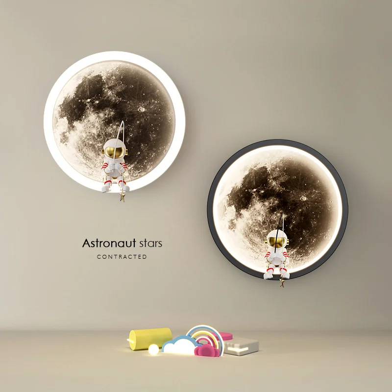 

Children's room lighting Reading lightIns Style Moon Lamp Wall Light Nightlight Modern Minimalist Astronauts Bedside lamp