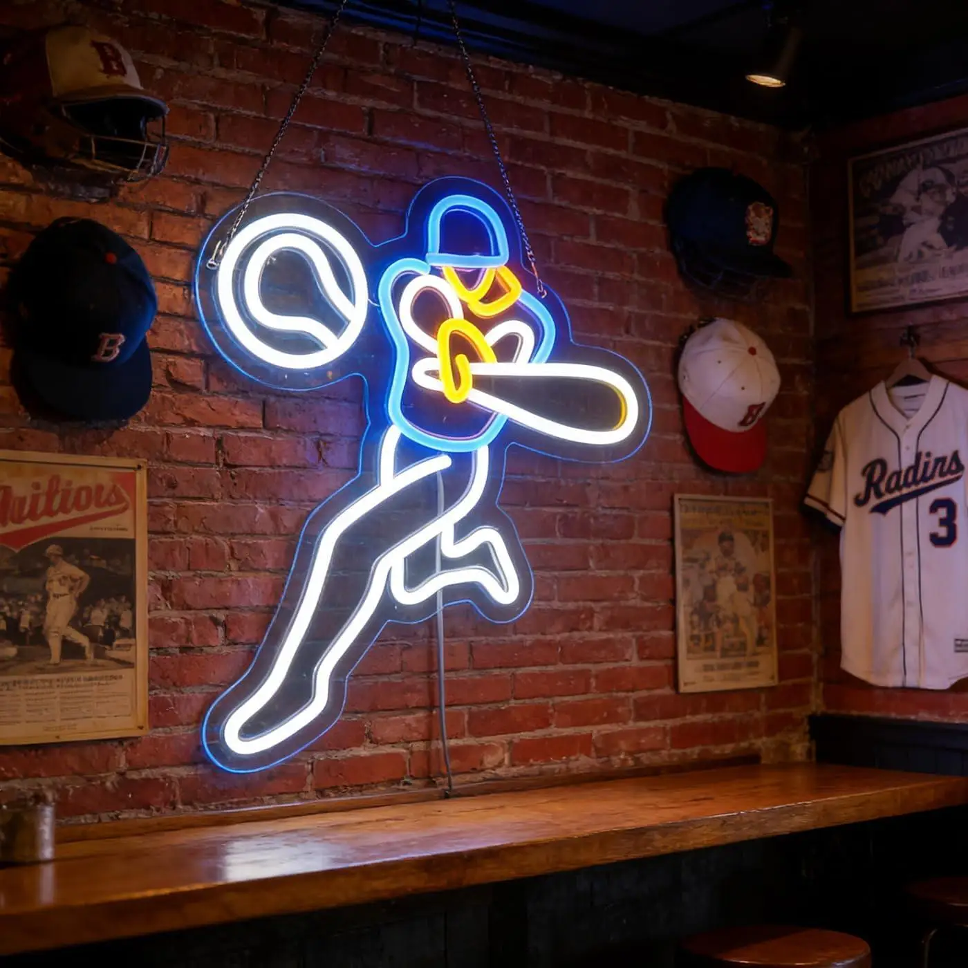 Letrero Neon Beisbol USB Regulable Decoración - usage example