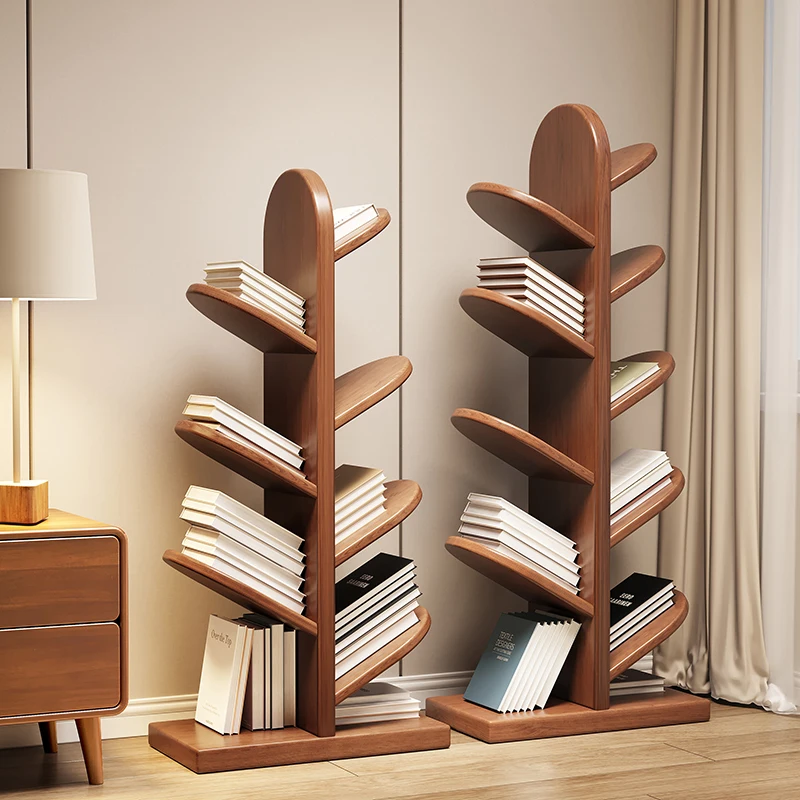 Solid wood multi-layer bookshelf floor-to-ceiling tree-shaped creative combination househ simple living room study