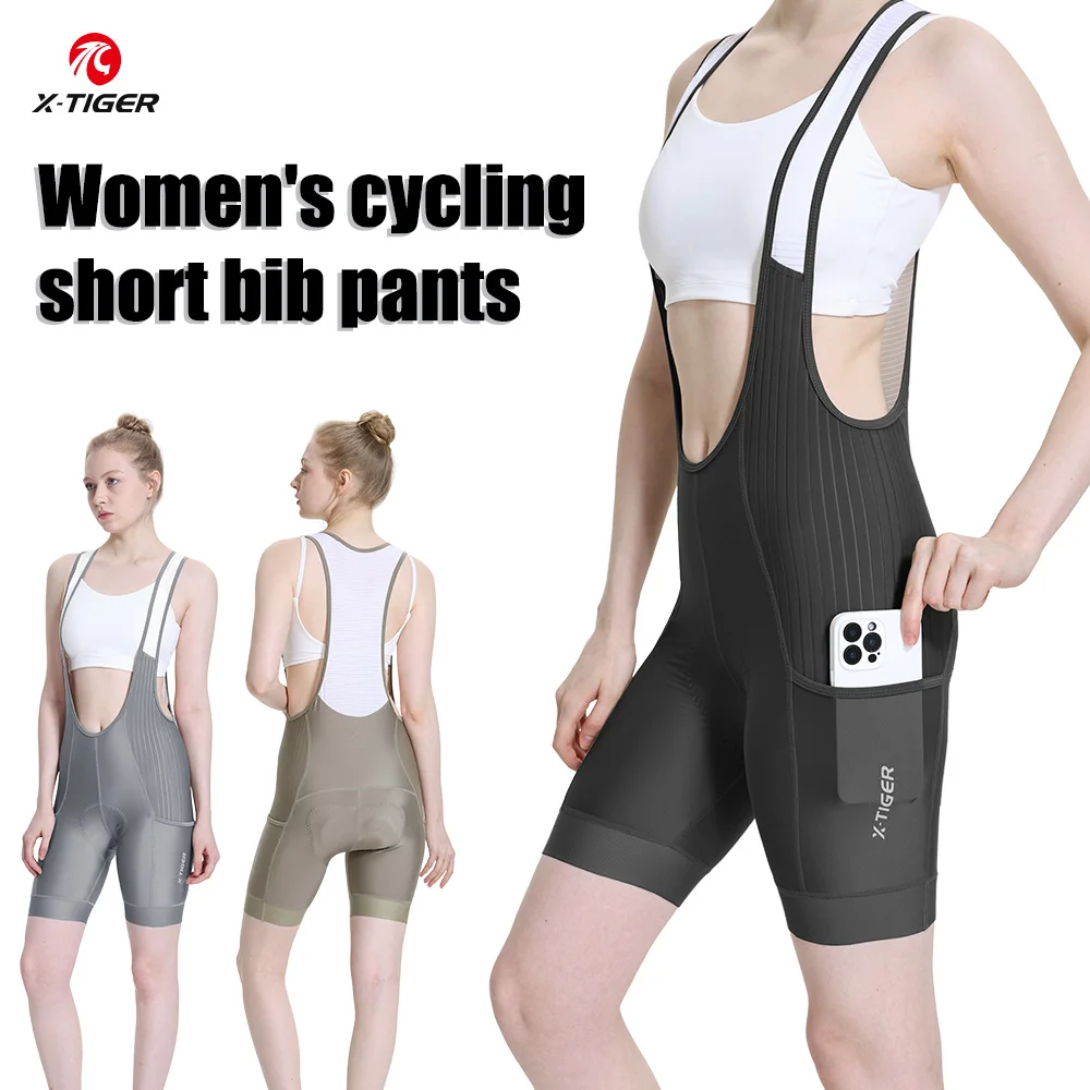 

X-TIGER Women's Cycling Bib Shorts Pro Padded Bicycle Short Road MTB Cycling Tights Breathable Cycling Shorts Woman with Pockets