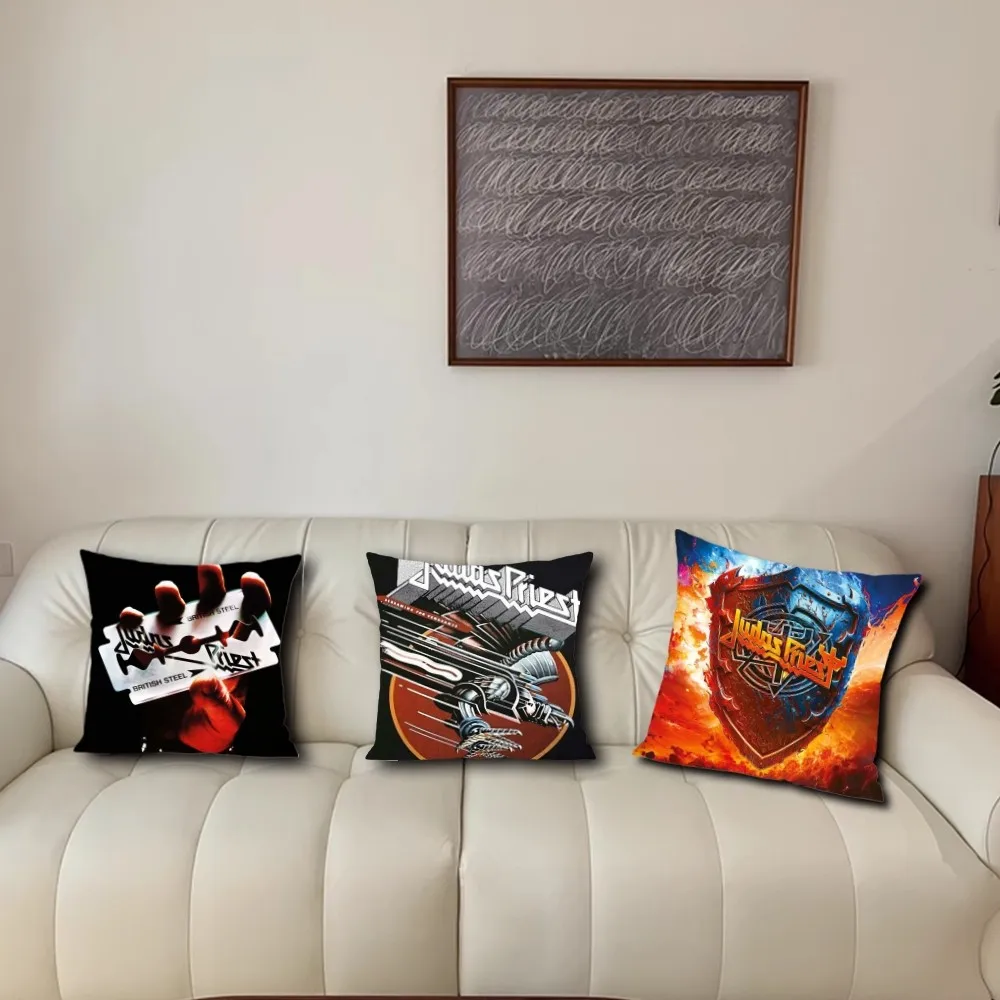 Rock Band Priest  Pillow Case For Sofa Bedroom Living Room Office Bedside J-Judas Table Backrest Cushion Printing Square