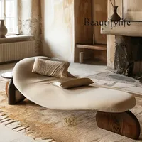 Designer creative single recliner, linen solid wood, medieval custom single chair
