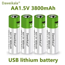 2024 Fast charging 1.5V 3800mAh AA lithium-ion battery and USB rechargeable lithium USB battery for toy keyboards