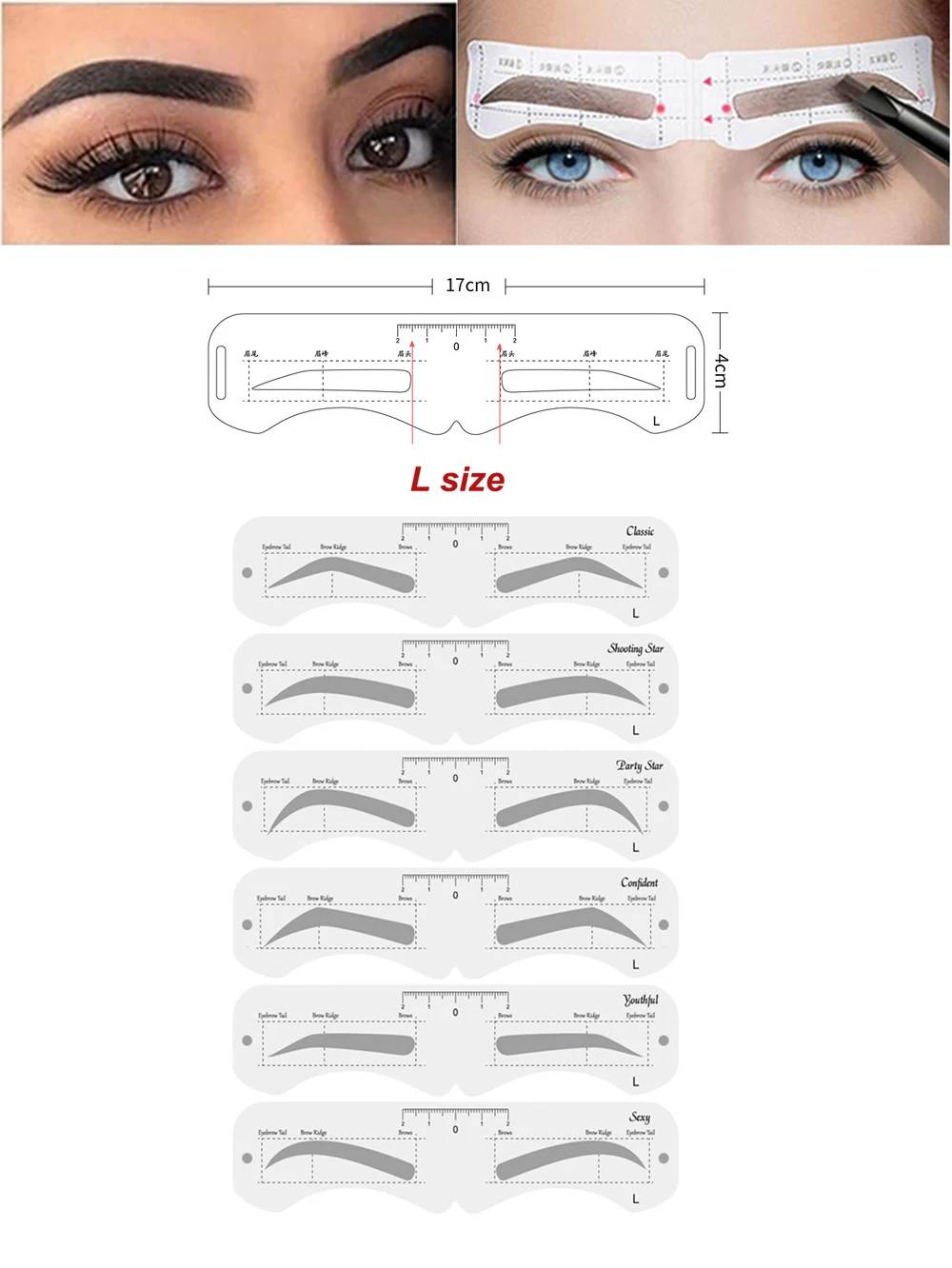 DIY Eyebrow Shaper Ruler Set for Makeup