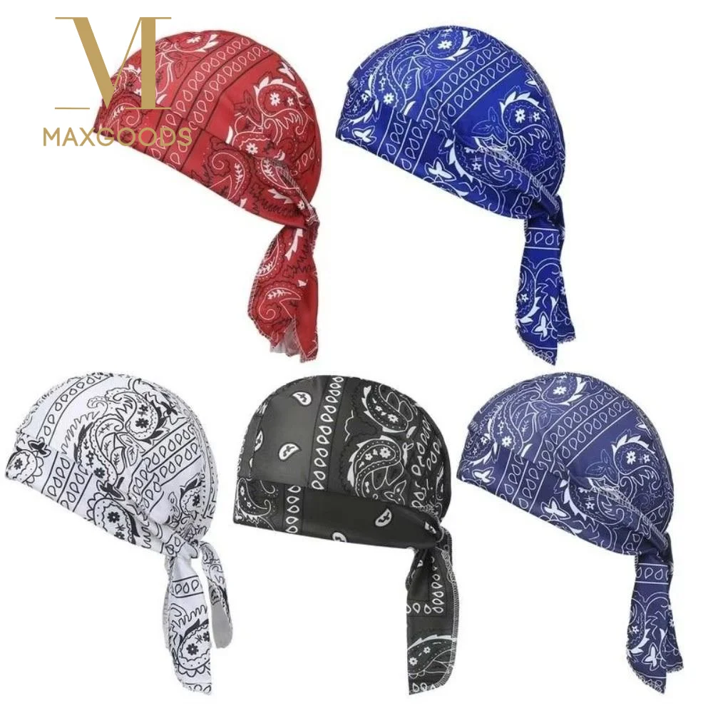 Fashion Accessory Paisley Print Hijab Caps Breathable Quick Dry Pirate Hat Adjustable UV Protection Cycling Head Wrap Running