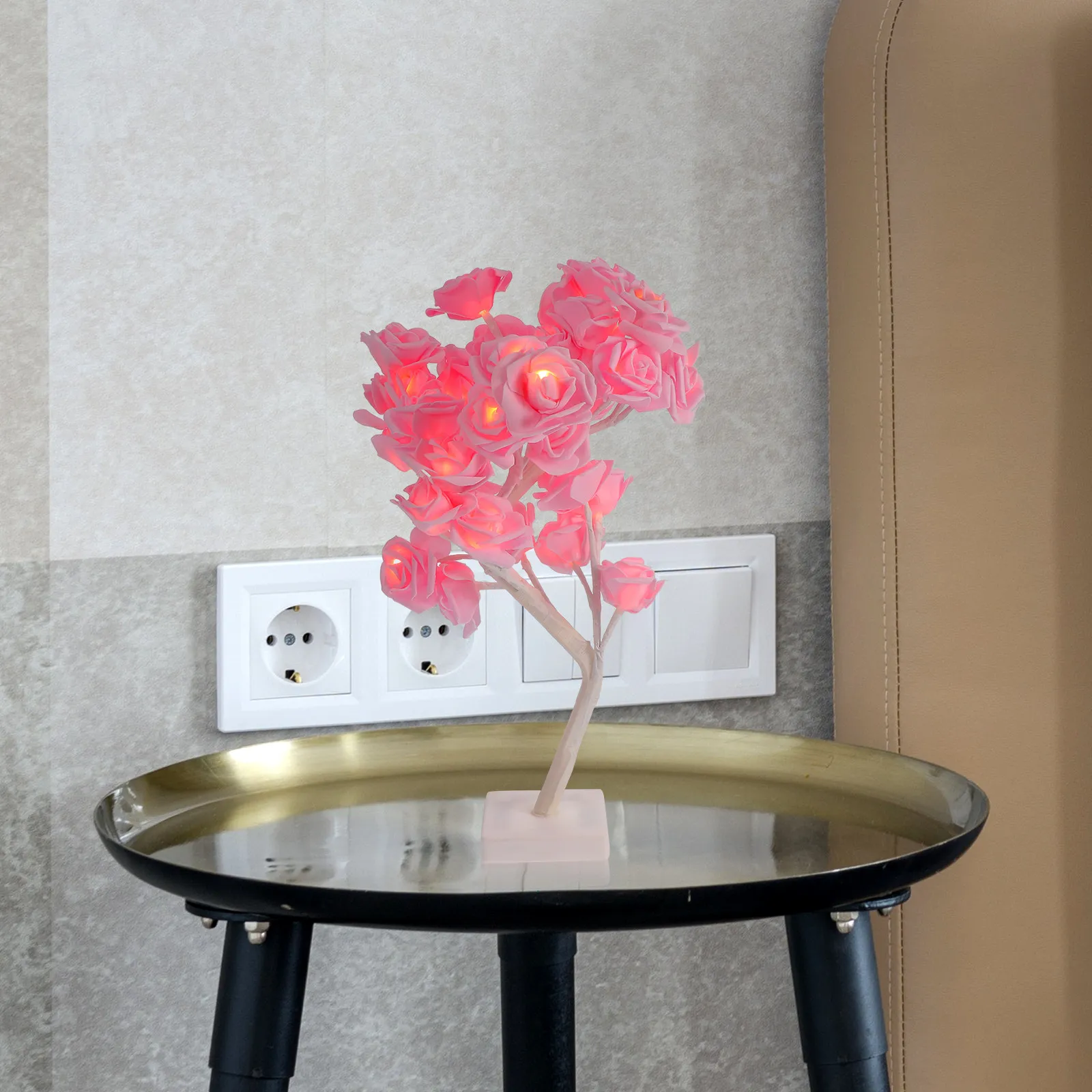 

1 шт. Романтическая ночная лампа в форме розы, креативный светильник в форме дерева, декор для спальни и рабочего стола, элегантная атмосферная настольная лампа