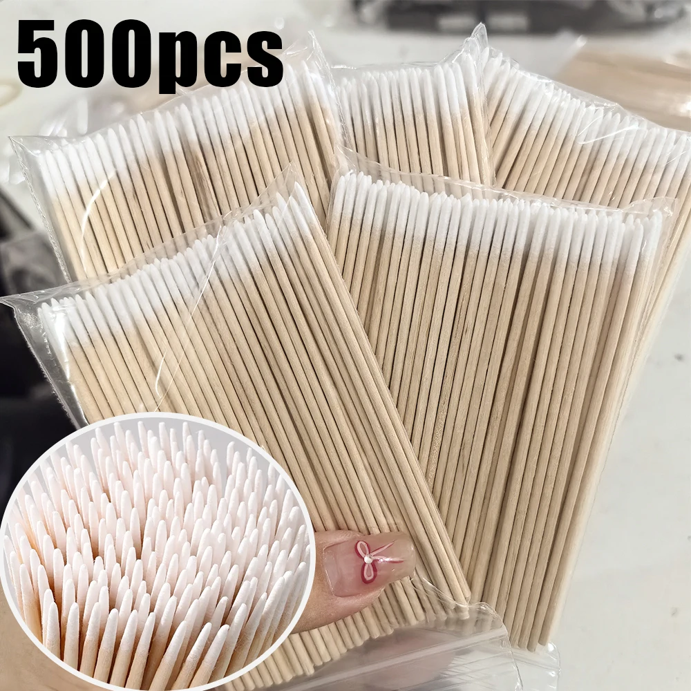 100/500 قطعة 10 سنتيمتر الأظافر الخشب أعواد قطنية العصي نظيفة القطن رئيس مانيكير التفاصيل مصحح مزيل طلاء الأظافر أداة مانيكير أداة