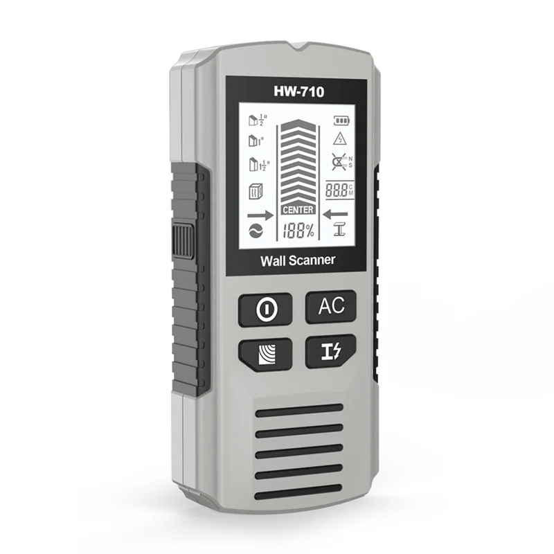 A43F-Stud Finder Деревянные шпильки Обнаружение обнаружения металла Живой кабель Металлический измеритель глубины Настенный сканер HW-710