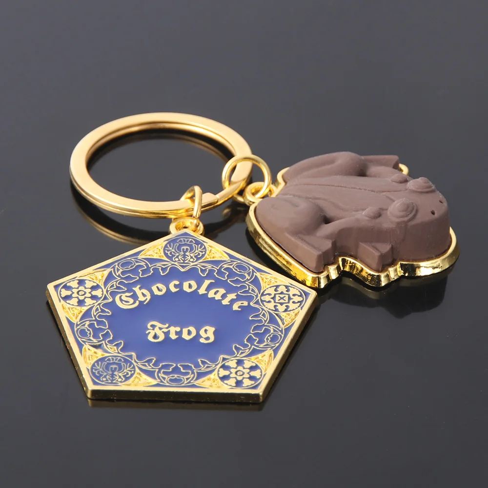 Harry Keychain Chocolate Frog Hogwarts Magic School Badge Sorting Hat Broomstick Cosplay Keyring For Fans Jewelry Gift