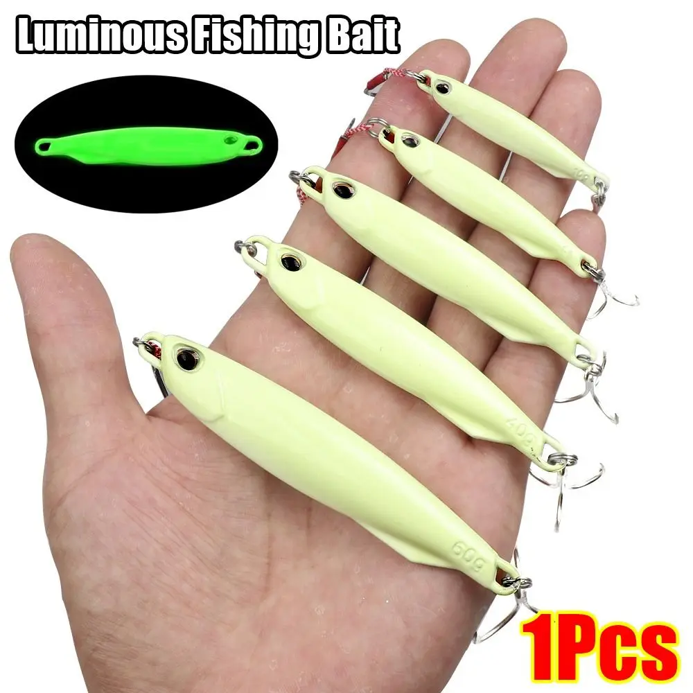 1Pcs Iron Plate Luminously Fishing Bait Metal 10g/15g/20g/30g/40g/60g Iron Board Fishing Lure Jig Spoon Long Casting Hard Bait