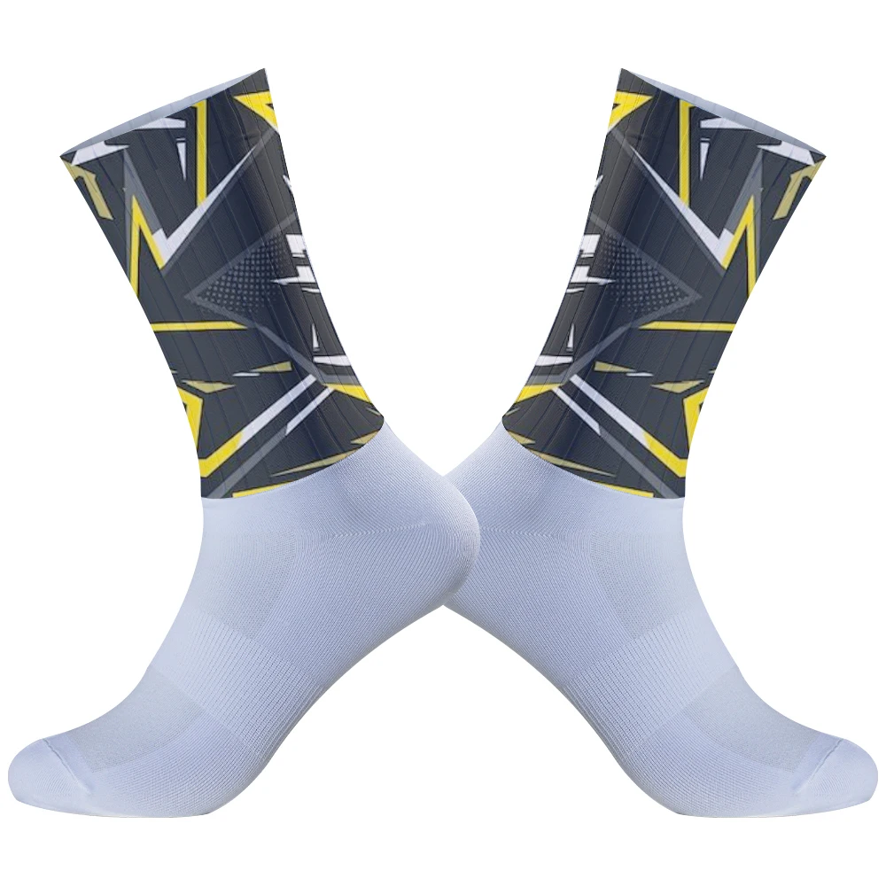 Seamless Silicone Socks para ciclismo, antiderrapante, esporte, corrida, bicicleta de estrada, novo, verão, 2024