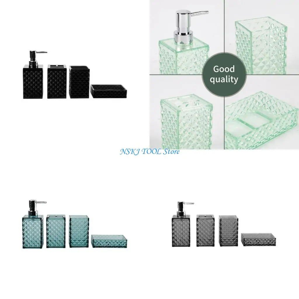 

L8RC Frosted Diamonds Grids Storage Set Plastic Bathroom Storage Bath Organizers