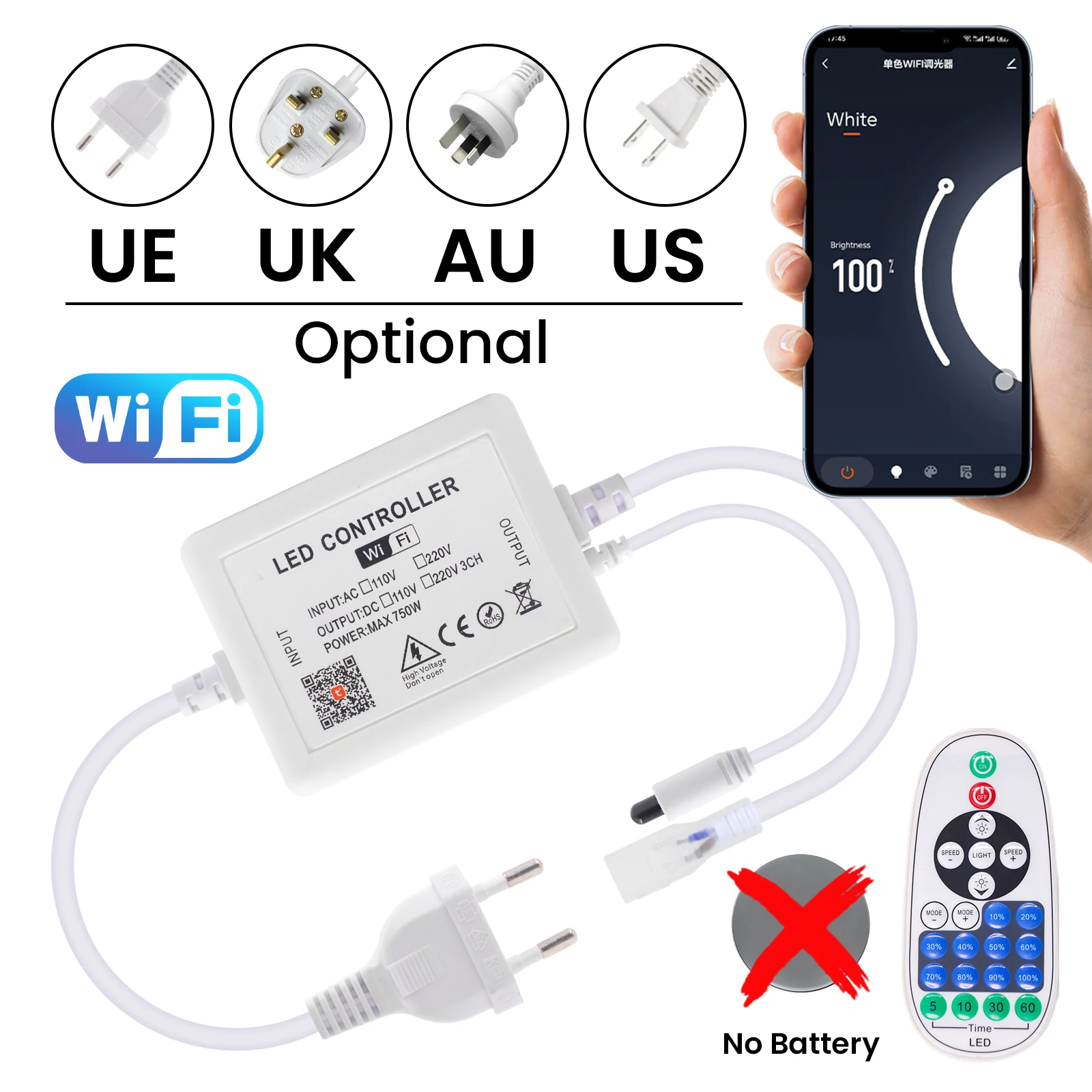 

Tuya Wi-Fi светодиодный диммер AC110V 220V 10mm PCB WW NW CW COB светодиодные ленты одноцветный контроллер Bluetooth/сенсорная панель/дистанционный диммер