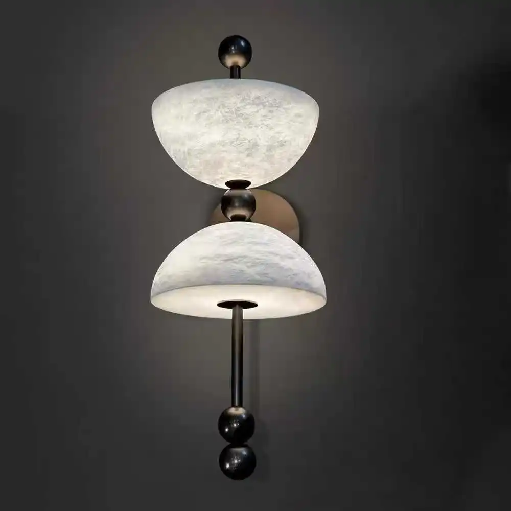 LED Natural Spanish Marble Alabaster Wall Lamp Designer Hotel Restaurant Bedroom Bedside Corridor Wall Lamp Indoor Home Decor