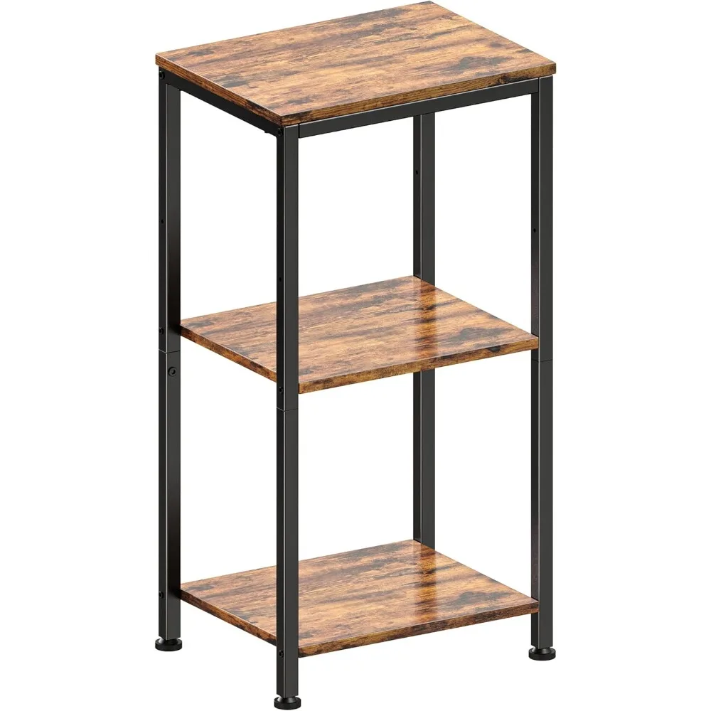 

3 Tier End Table, Tall Nightstand for Small Spaces, Tall Side Table with Storage Shelves, Telephone Table, Small Entry Table for