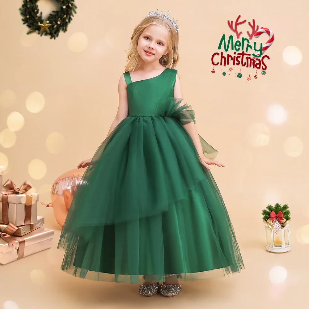 Girls Party Dresses 4 Colors 120cm-170cm Children Christmas Dress Birthday Wedding Ball Gown Holiday Gauze Vestidos