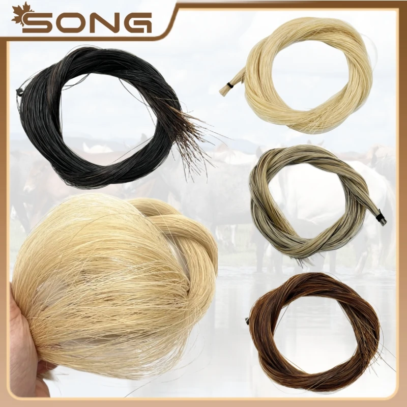 1Hank 7g bow hair for viola violin cello bass bow AAA Siberian horsetail White black brown natural ponytail horsehair horse tail