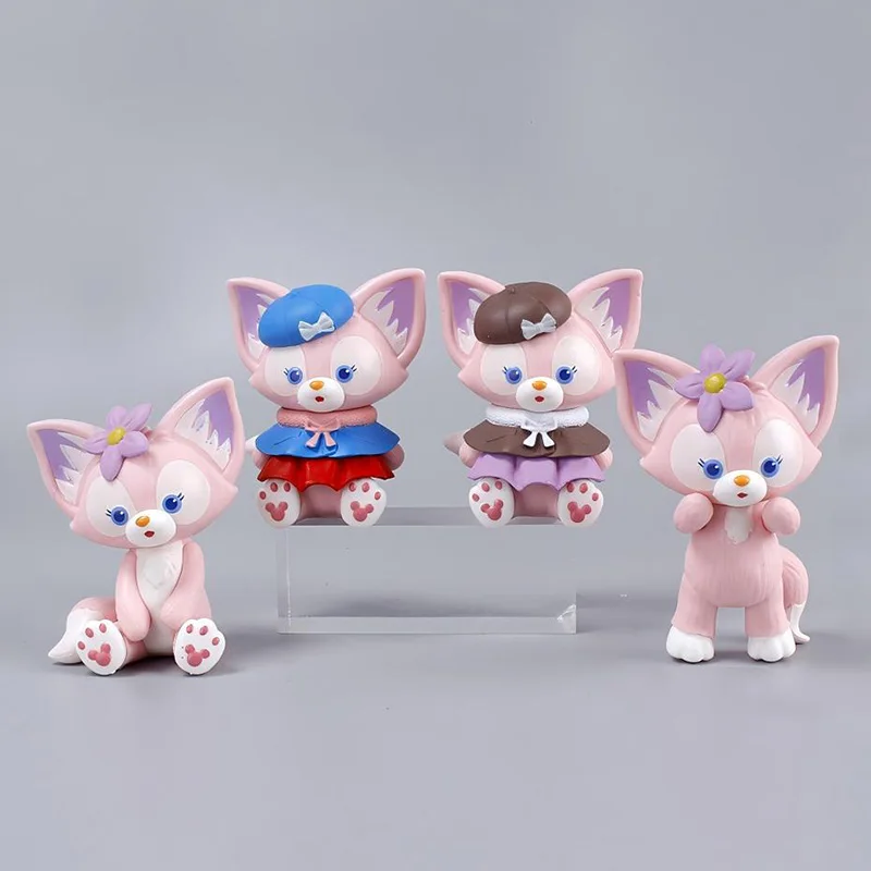 

Disney LinaBell Pink Fox Action Figure Set 4Pcs Cute PVC Collectible Model Toy for Kids Birthday Gift Home Decoration