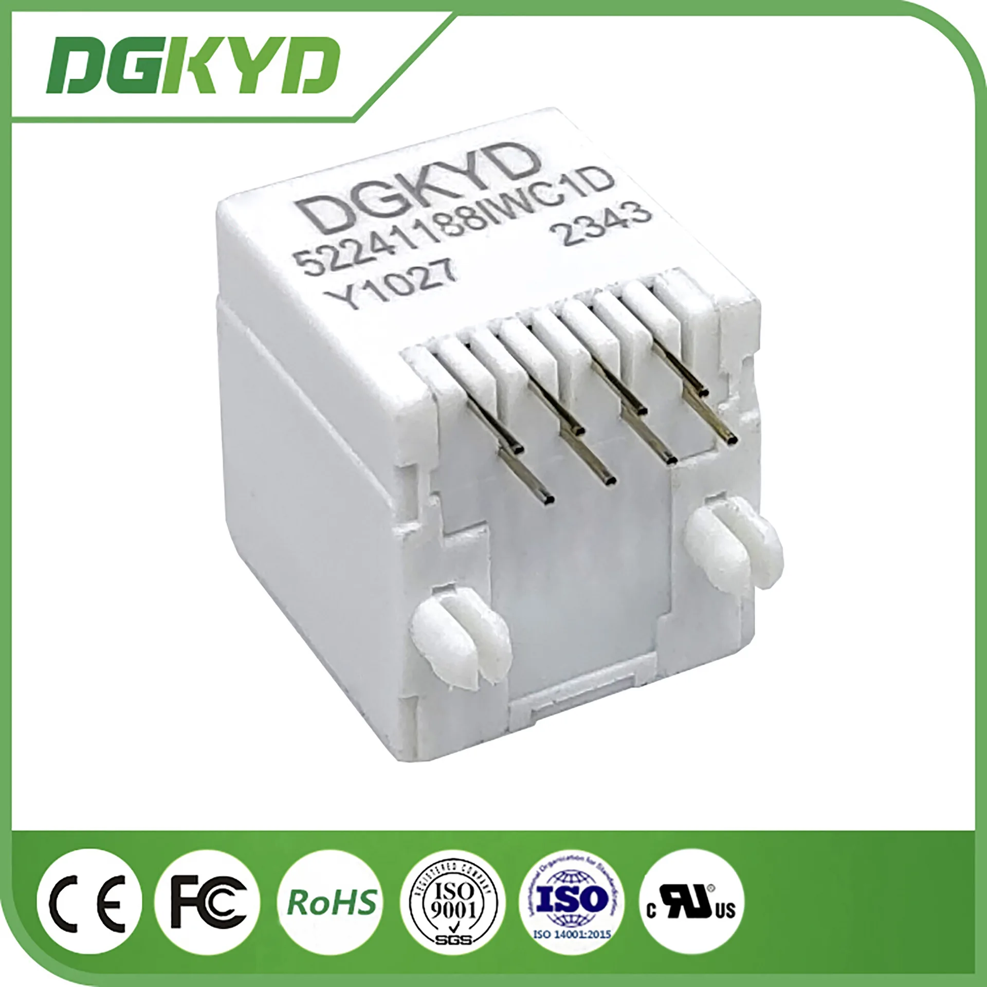 Para conector DGKYD52241188IWC1DY1027 8P8C RJ45, enchufe de red, sin luz 180 grados