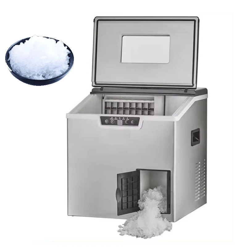 

40KG / 24H Cubes Ice Maker Machine Commercial Ice Making and Crushing All-In-One Machine Automatic Liquid Freezer
