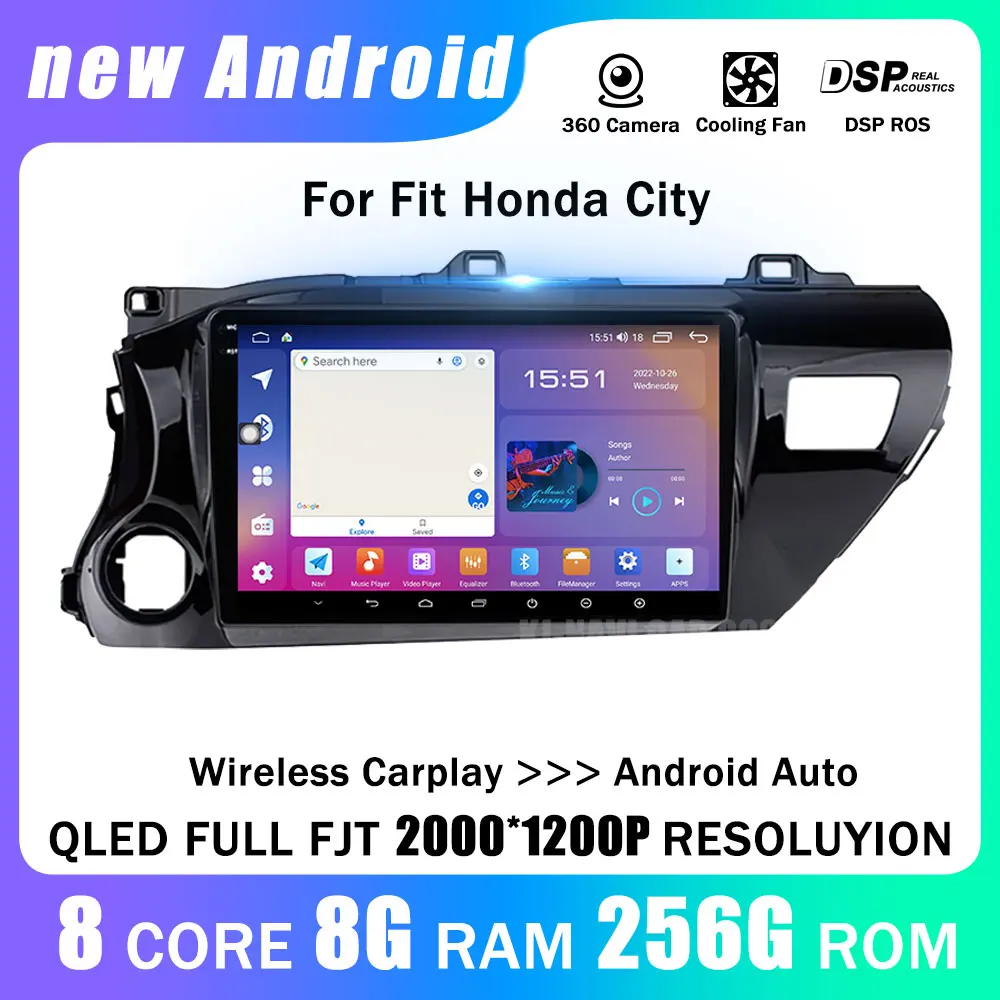 

9" Android 14 Car Radio for Toyota Hilux AN120 2015 - 2020 Multimedia 2Din WIFI GPS Navigation Carplay DVD auto Stereo Head Unit