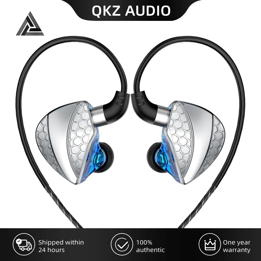 QKZ-Hi6T HiFi Headphones with Mic in-ear Hanging headset Bass Effect Surround Sound Wired Dynamic Earbuds Sports Music Monitor