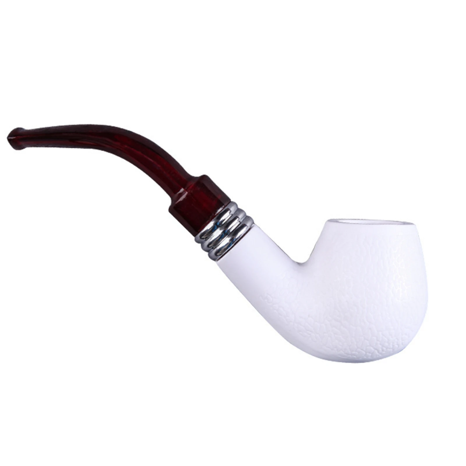 1pc Imitation Sea Bubble Resin Tobacco Pipe, Curved Red Tail White Filter Tobacco Pipe, Smoking Pipe, Smoking Accessorie