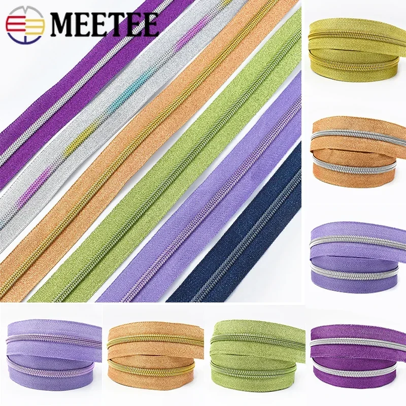 

Meetee 1/2/3/5/8/10M 5# Nylon Zippers Bag Clothes Jacket Continuous Zip Tapes Coat Cabbage Zipper Roll Repair Kit Sew Accessory