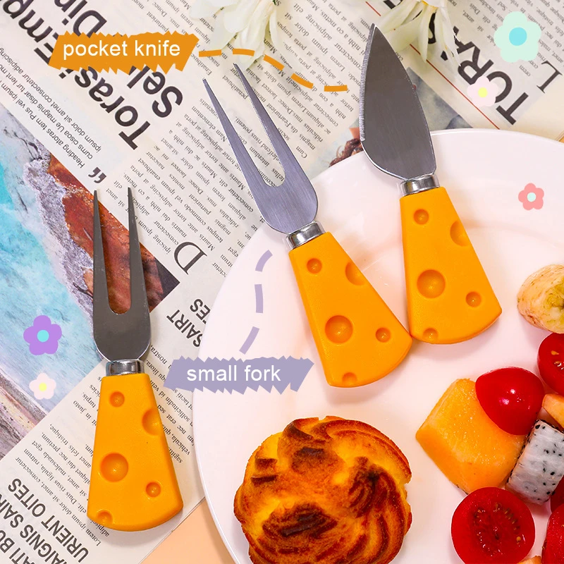 

Cartoon Cheese Fruit Knife Fork Spoon Creative Cute Household Tableware Dessert Butter Toast Spread Kitchen Accessories Gadgets