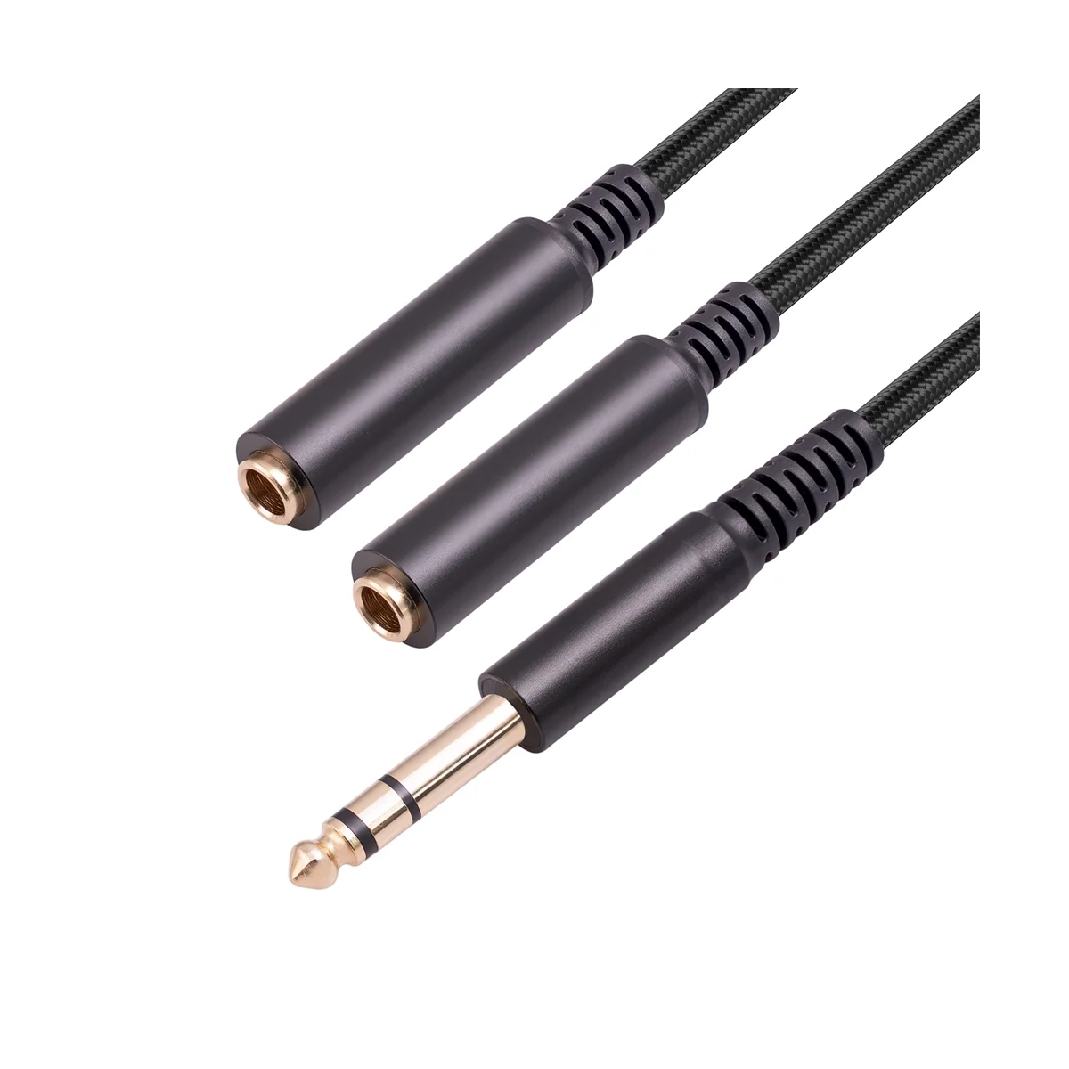 สายอะแดปเตอร์สัญญาณเสียง6.35มม. ตัวผู้ถึง2มม. ตัวเมีย6.35มม. 1/4ปลั๊ก6.35มม. สำหรับสายลำโพงสเตอริโอตัวแยก Y ขนาด6.35มม.