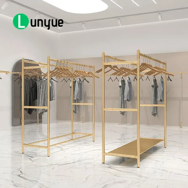 Double Layer Clothing Rack Floor Standing Double Bar Hanger Display Shelf Adjustable Height Garment Rack for Men Women Kids