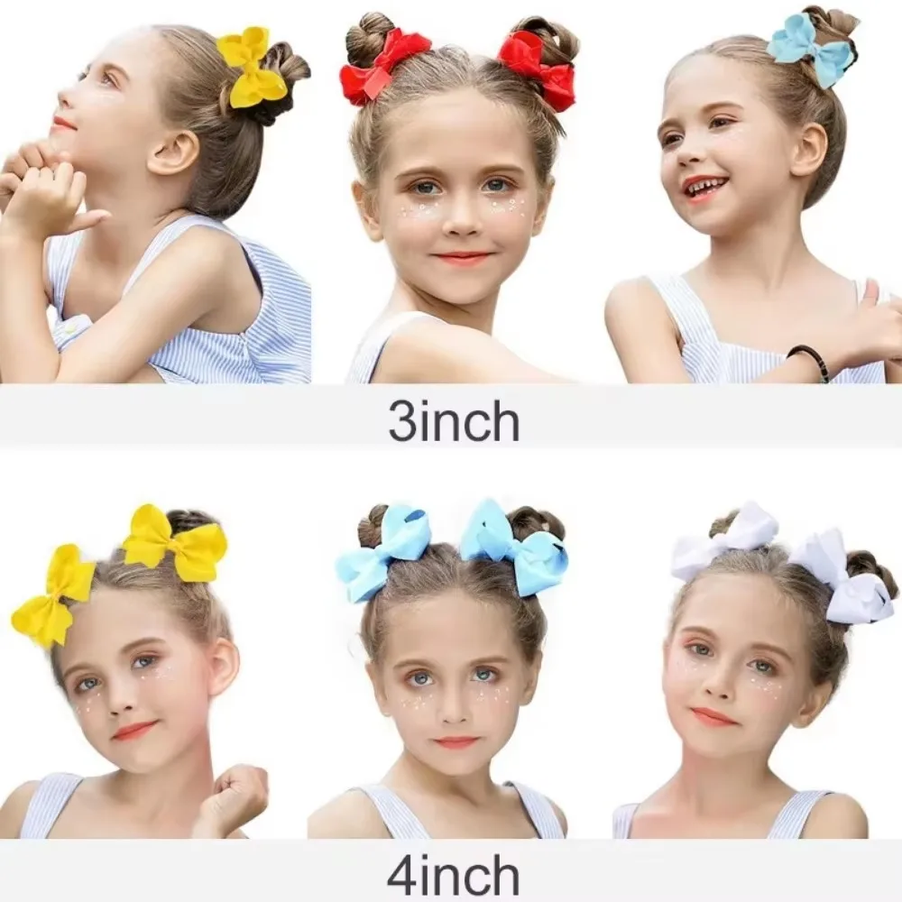 3/4/6/8inch Wholesale Boutique Handmade Colorful Solid Ribbon Grosgrain Hair Bow with Clips for Kids Girls Hair Accessories