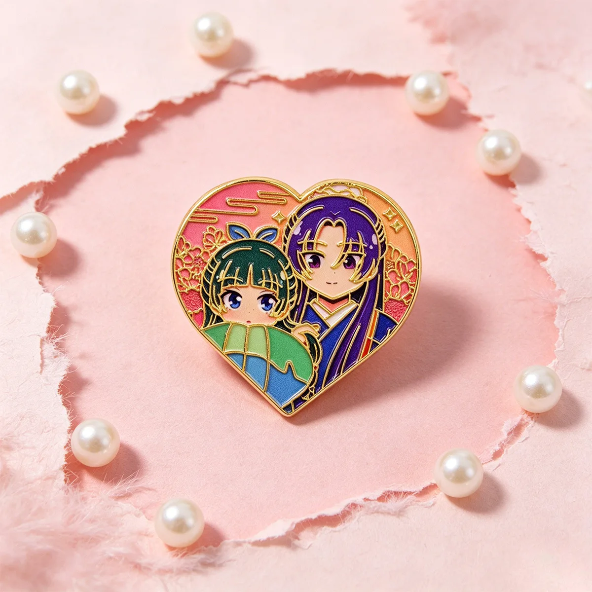  The Apothecary Diaries Maomao Jinshi Heart Shape Enamel Pins Couple Badge Lapel Brooch Backpack Clothing Decor Fans Props Gift 