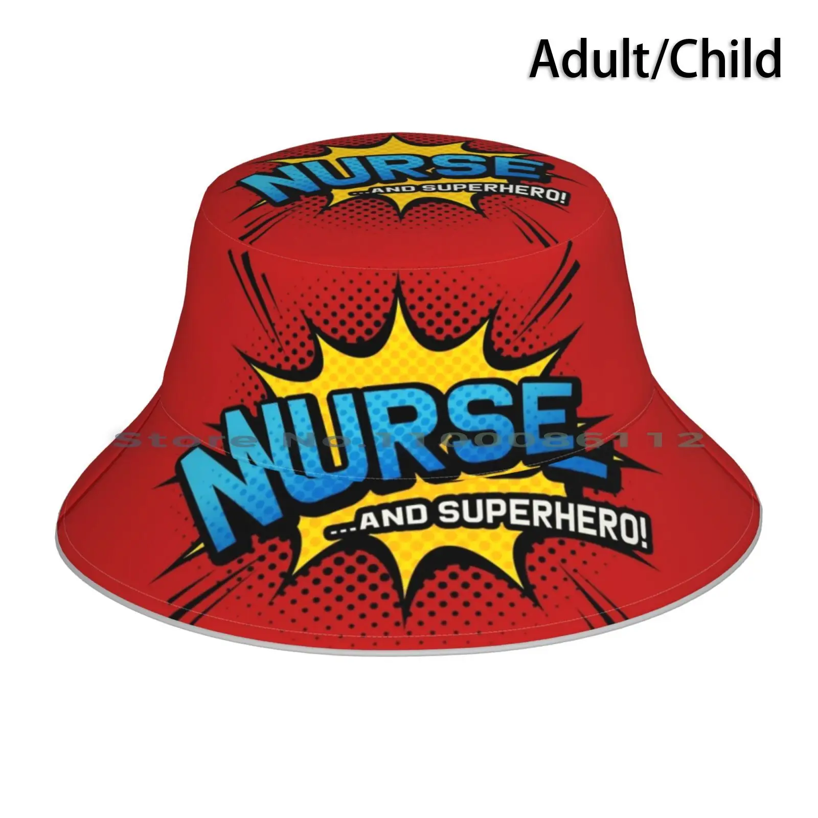 Nurse & Superhero-Comic Book Style Bucket Hat Sun Cap Essential Worker Social Distancing Quarantine 19 Nhs Health Worker Carer