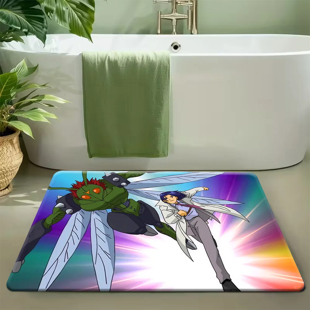 

Коврик для ванной Digimon Adventure Ken Ichijouji & Stingmon Rainbow Dynamic Scene, нескользящий, впитывающий воду, мягкий фланелевый коврик для ванной комнаты, A